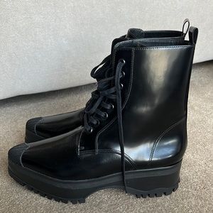 NEW Schutz Emeline Lace Up Combat Boots Pointy Toe Size 8